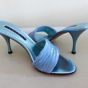 Zappos / Shelli Segal Blue Metallic Sandal 7 NEW